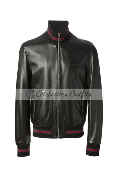 Gucci James Franco Black Bomber Leather Jacket