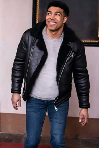 Chad 12 Dates Of Christmas Shearling Black Leather Jacket