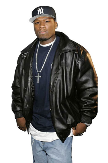 Curtis James Jackson 50 Cent Mens Casual Black Bomber Jacket