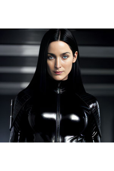 Carrie-Anne Moss Leather Jackets And Cotton Coats Collection