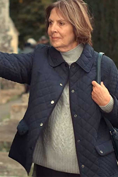 Anne After Life Penelope Wilton Blue Quilted Cotton Jacket