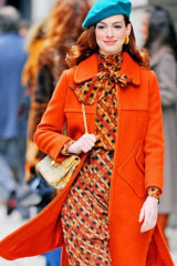 Anne Hathaway Modern Love Lexi Orange Wool-Blend Trench Coat