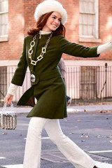 Modern Love TV Show Anne Hathaway Lexi Green Wool-Blend Coat