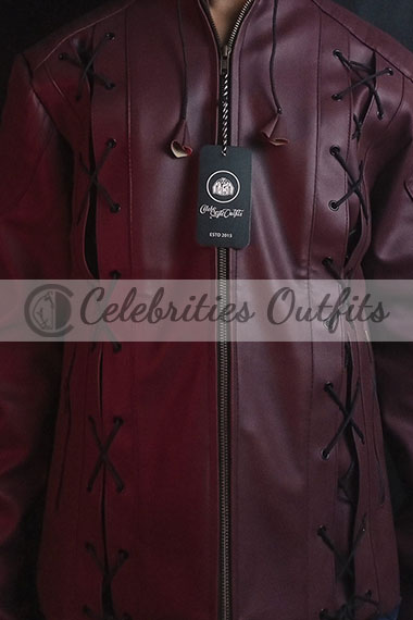 Roy Harper Arrow Colton Haynes Arsenal Maroon Leather Jacket