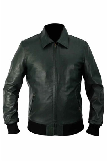 Oliver Queen Arrow Stephen Amell Bomber Black Leather Jacket