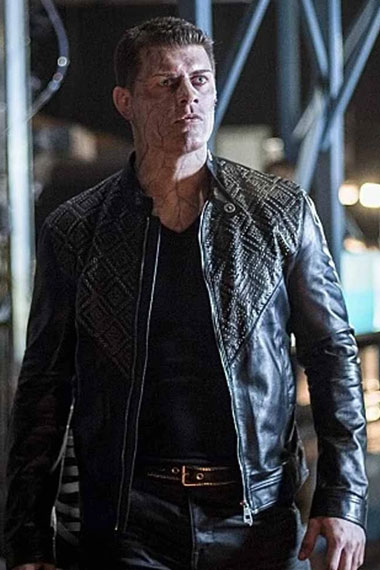 Derek Sampson Cody Rhodes Arrow Studded Black Leather Jacket