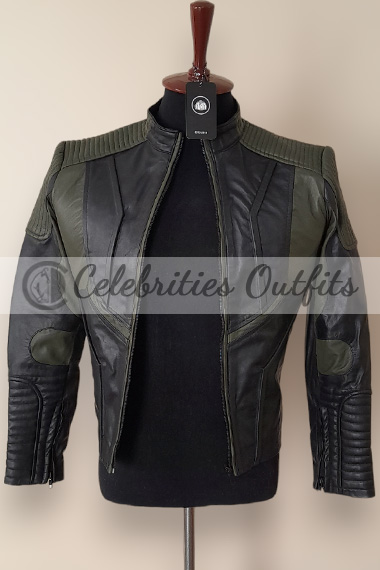 David Ramsey Arrow John Diggle Spartan Green Leather Jacket