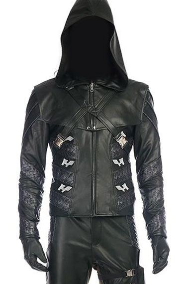 Prometheus Arrow Michael Dorn Black Hooded Leather Jacket