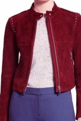 Willa Holland Arrow Thea Queen Speedy Red Suede-Leather Jacket