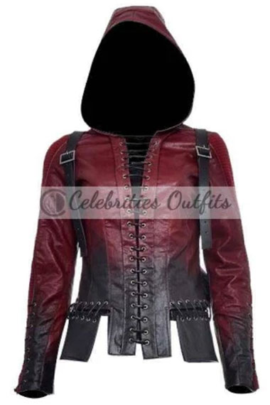 Speedy Arrow Thea Queen Willa Holland Hooded Leather Jacket