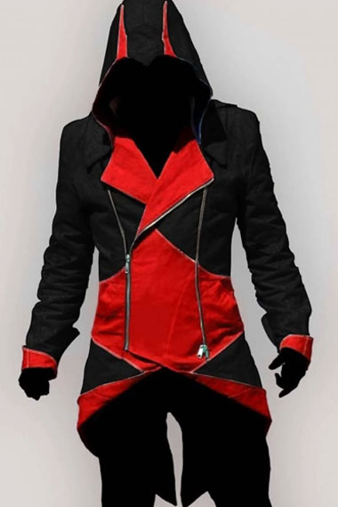 Assassins Creed Rogue Cosplay Red And Black Wool Hooded Jacket