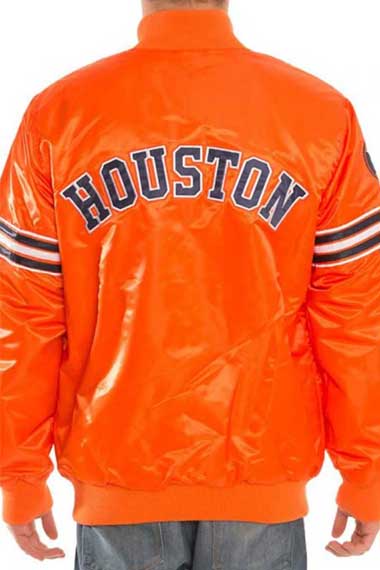 Houston Astros Starter Orange Bomber Satin Stripes Jacket