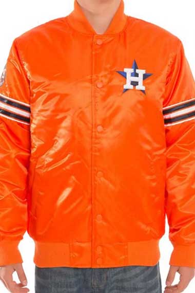 Houston Astros Starter Orange Bomber Satin Stripes Jacket