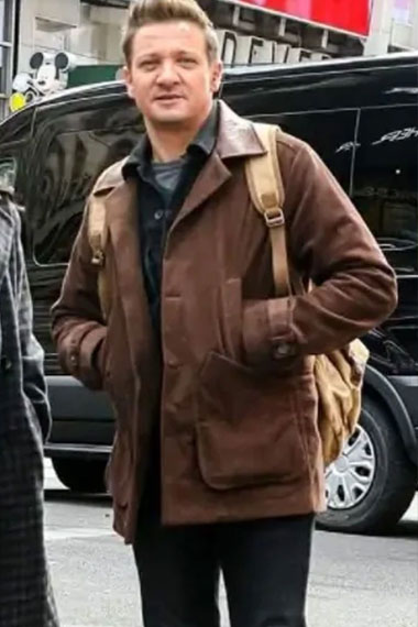 Jeremy Renner Hawkeye Ronin Clint Barton Brown Leather Jacket