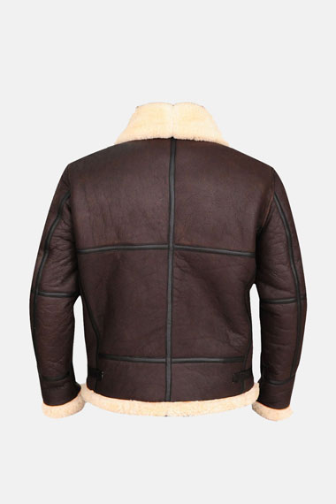 Mens B3 Aviator Casual Bomber Brown Leather Shearling Jacket