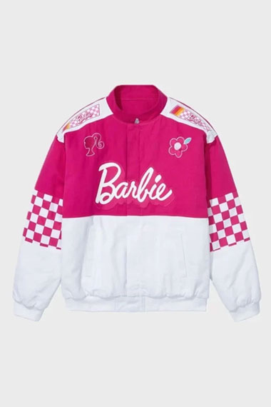 Barbie Movie Inspired Pink Racer Motorcycle Bomber Jacket