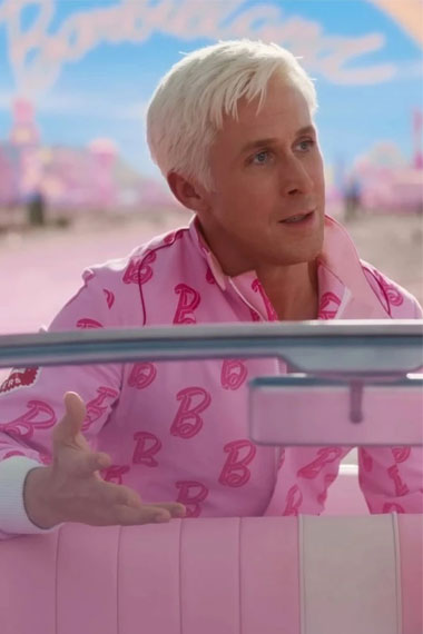 Barbie Ryan Gosling Ken Cropped Pink Cotton Bomber Jacket