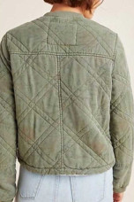 Behind Her Eyes Louise Simona Brown Bomber Green Cotton Jacket simona-brown-behind-her-eyes-jacket