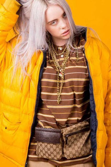 Ocean Eyes Billie Eilish Bomber Yellow Quilted Puffer Jacket
