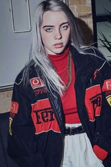 Ferrari Billie Eilish Womens Bomber Black Parachute Jacket