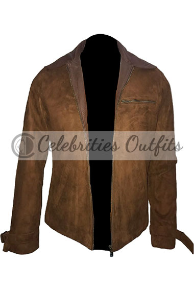Allied Movie Brad Pitt Max Vatan Brown Suede Leather Jacket