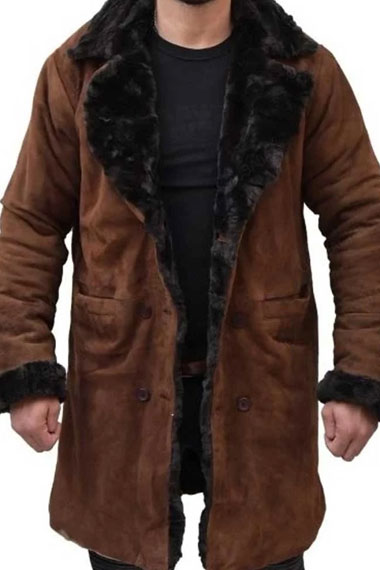 Snatch Brad Pitt Mickey ONeil Brown Suede Leather Trench Coat