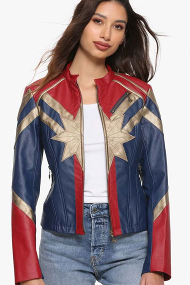 Captain Marvel Brie Larson Carol Danvers Cosplay Leather Jacket