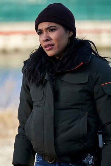 Vanessa Rojas Chicago PD Lisseth Chavez Black Bomber Jacket
