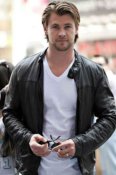 Chris Hemsworth Casual Street Style Black Leather Jacket
