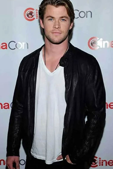 CinemaCon Chris Hemsworth Caesars Palace Black Leather Jacket