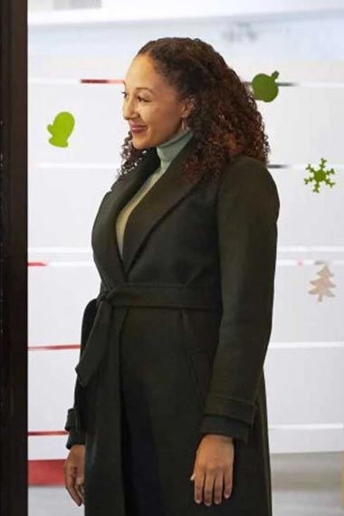 Christmas Comes Twice Tamera Mowry Housley Black Trench Coat