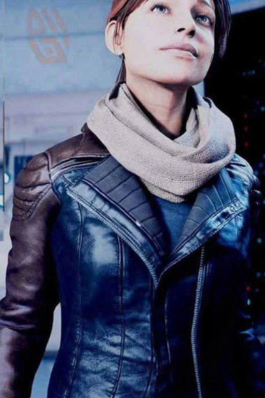 Sara Ryder Mass Effect Biker Black Cosplay Leather Jacket