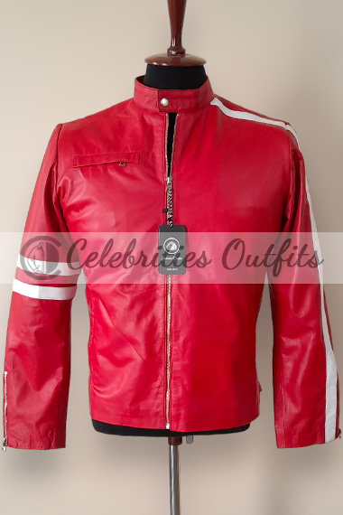Michael Keaton Need for Speed Monarch Racer Red Leather Jacket