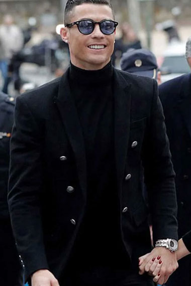 Mens Cristiano Ronaldo Casual Street Style Black Wool Blazer