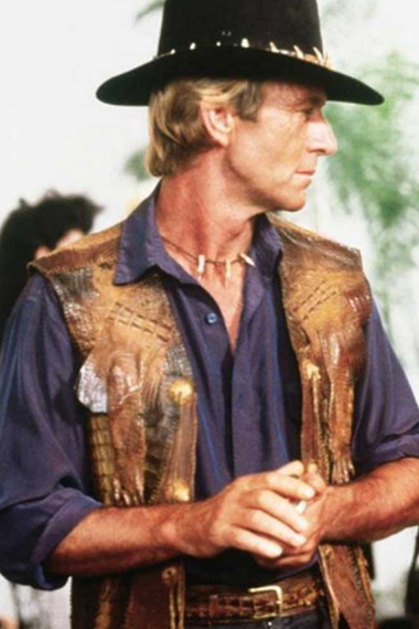 Paul Hogan Mick Crocodile Dundee Designer Brown Leather Vest