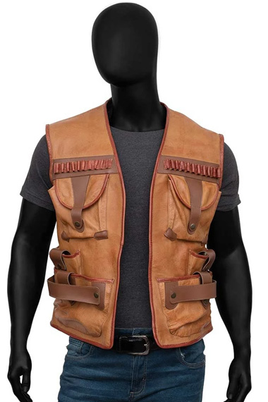 Paul Hogan Mick Crocodile Dundee Brown Leather Cowboy Vest