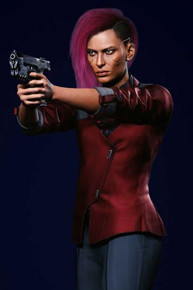 Cyberpunk 2077 Gaming Female V Maroon Cosplay Leather Jacket