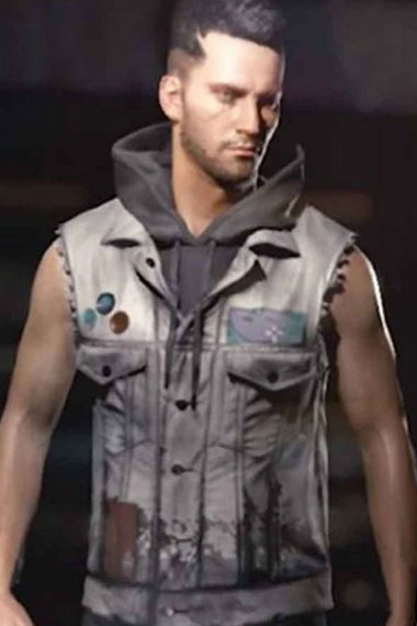 Cyberpunk 2077 Male V Video Game Grey Cosplay Leather Vest