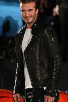 Belstaff David Beckham Mens Casual Bomber Black Leather Jacket