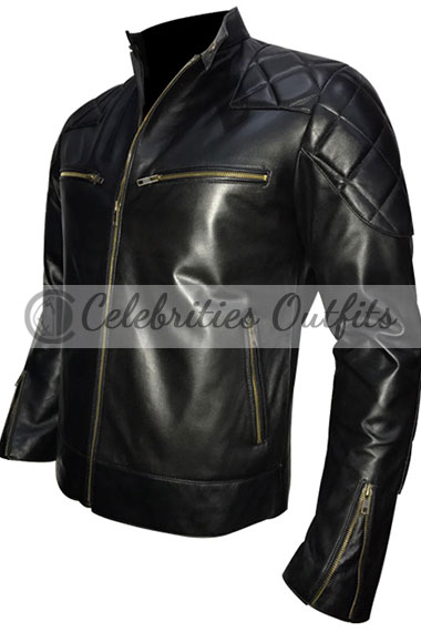 Brazil Biker David Beckham Sports Black Quilted Leather Jacket
