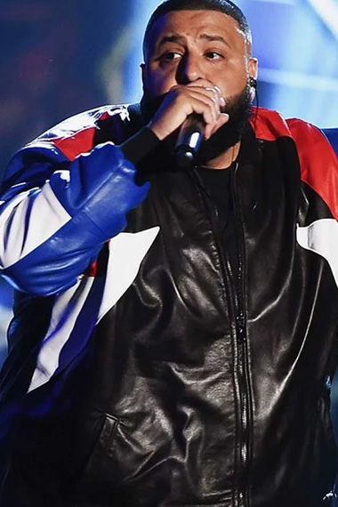 American Music Awards DJ Khaled Bomber Black Leather Jacket