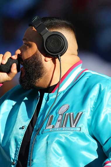 Super Bowl Liv DJ Khaled Blue Satin Varsity Bomber Jacket
