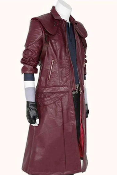 Sons Of Sparda Dante Devil May Cry Cosplay Maroon Leather Coat