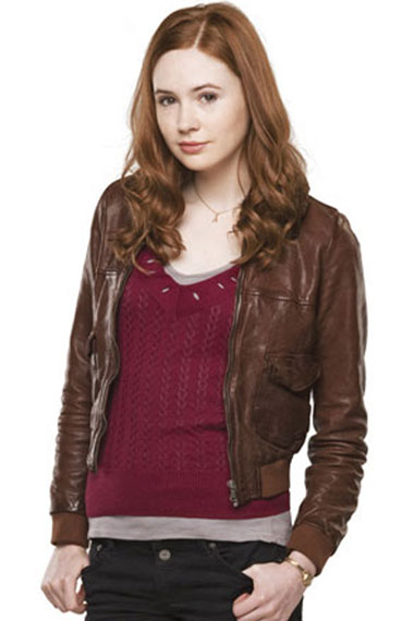 Doctor Who TV Show Karen Gillan Amy Pond Brown Leather Jacket