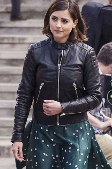 Doctor Who Clara Oswald Jenna Coleman Black Leather Jacket