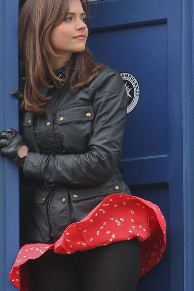 Clara Oswald Doctor Who Jenna Coleman Black Leather Jacket