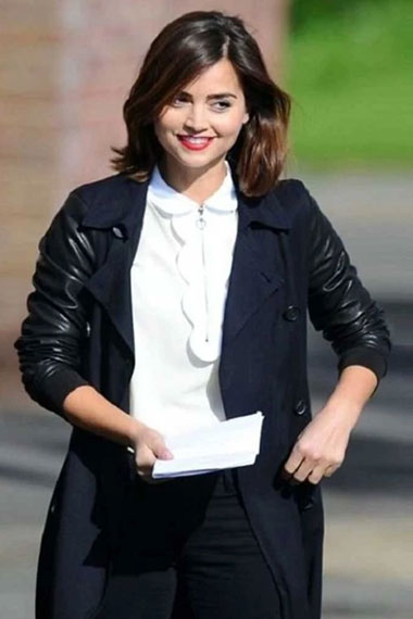Jenna Coleman Doctor Who Clara Oswald Black Wool Trench Coat