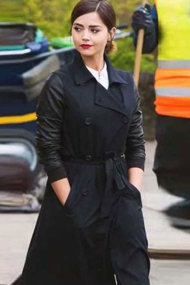 Jenna Coleman Doctor Who Clara Oswald Black Wool Trench Coat