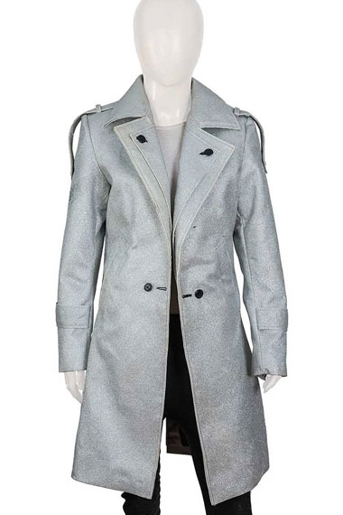 Elizabeth Gillies Dynasty Fallon Carrington Silver Trench Coat