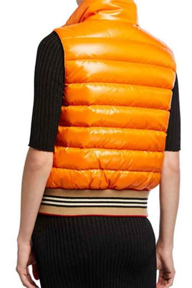 Elizabeth Gillies Dynasty Fallon Carrington Orange Puffer Vest